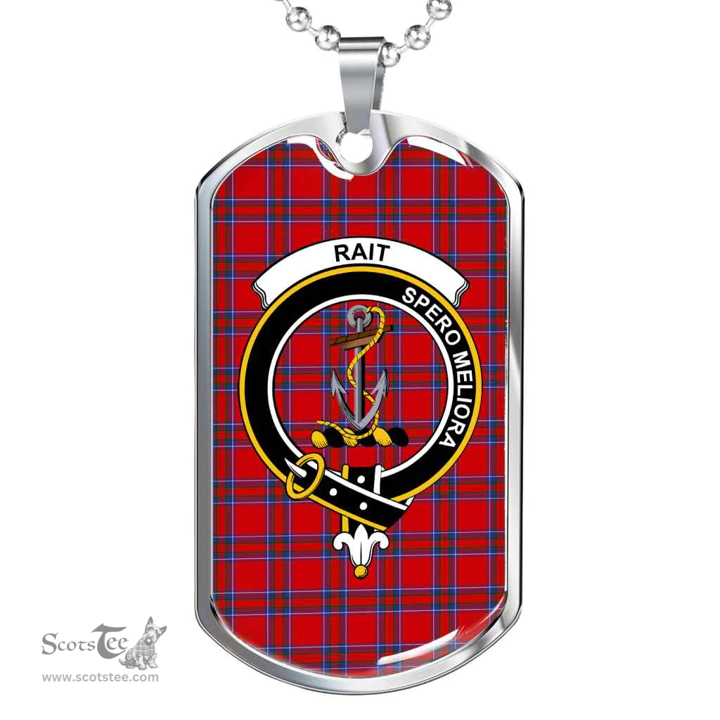 Scottish Rait Clan Tartan Dog Tag Necklace - Crest Classic Scottish Plaid Tartan Plaid