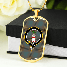 ScottishPlaid Oliver Hunting Weathered Clan Tartan Dog Tag Necklace - Crest Classic Scottish Plaid Tartan Plaid