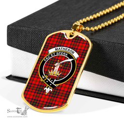Scottish Matheson Clan Tartan Dog Tag Necklace - Crest Classic Scottish Plaid Tartan Plaid