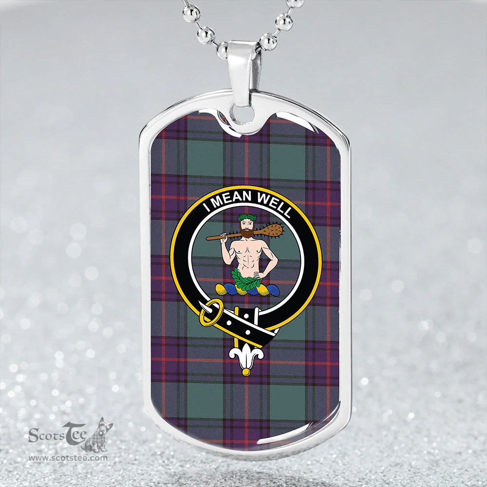 ScottishPlaid Shaw Weathered Clan Tartan Dog Tag Necklace - Crest Classic Scottish Plaid Tartan Plaid