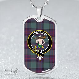 ScottishPlaid Shaw Weathered Clan Tartan Dog Tag Necklace - Crest Classic Scottish Plaid Tartan Plaid