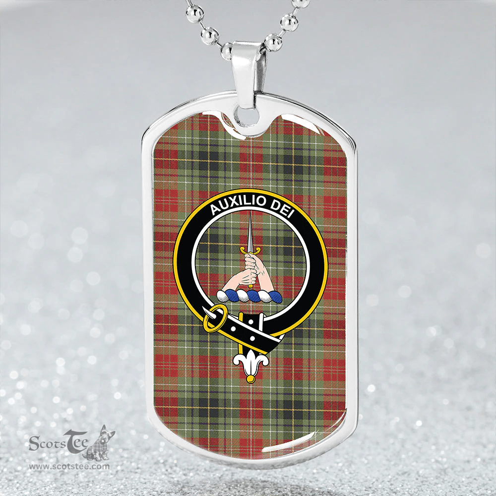 ScottishPlaid Muirhead #2 Weathered Clan Tartan Dog Tag Necklace - Crest Classic Scottish Plaid Tartan Plaid