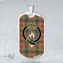 ScottishPlaid Muirhead #2 Weathered Clan Tartan Dog Tag Necklace - Crest Classic Scottish Plaid Tartan Plaid
