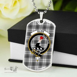 Scottish Glen Clan Tartan Dog Tag Necklace - Crest Classic Scottish Plaid Tartan Plaid