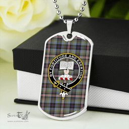 ScottishPlaid Reid (Mill City) Weathered Clan Tartan Dog Tag Necklace - Crest Classic Scottish Plaid Tartan Plaid