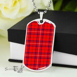 Scottish Rose Modern Clan Tartan Dog Tag Necklace - Classic Scottish Plaid Tartan Plaid