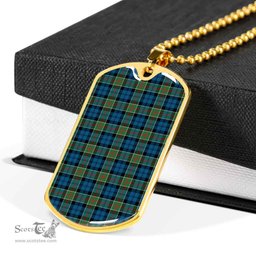Scottish Colquhoun Ancient Clan Tartan Dog Tag Necklace - Classic Scottish Plaid Tartan Plaid