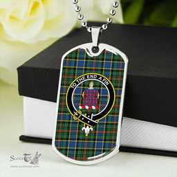ScottishPlaid Ogilvie of Inverarity (Wilson) Modern Clan Tartan Dog Tag Necklace - Crest Classic Scottish Plaid Tartan Plaid