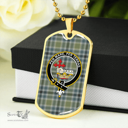 ScottishPlaid MacDonald Hunting (Donald Hunting) Weathered Clan Tartan Dog Tag Necklace - Crest Classic Scottish Plaid Tartan Plaid