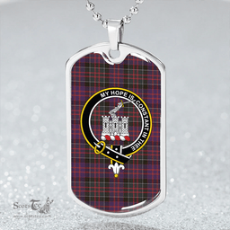 ScottishPlaid MacDonald of Clanranald #2 (MacDonald of Clanranald; #2) Weathered Clan Tartan Dog Tag Necklace - Crest Classic Scottish Plaid Tartan Plaid