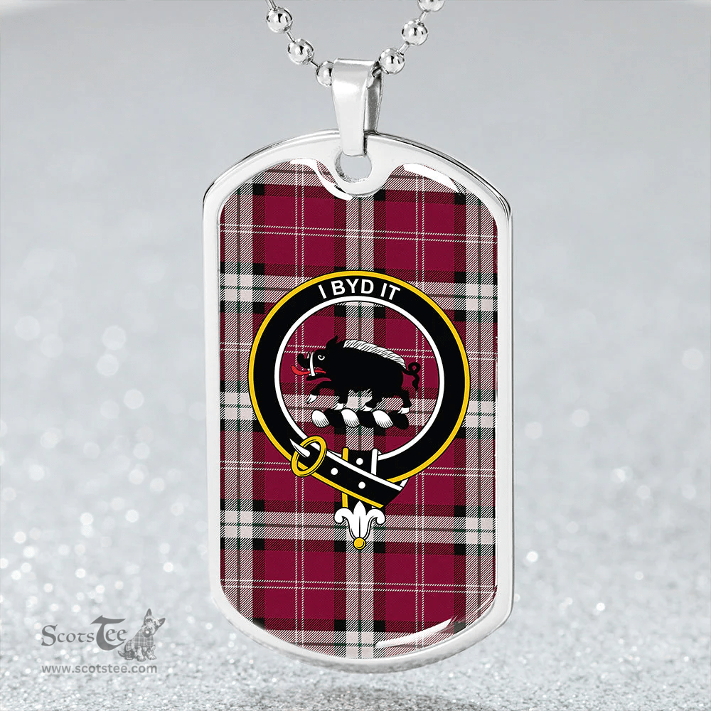 ScottishPlaid Nisbet Dress Rose (Nisbit Dress Rose) Modern Clan Tartan Dog Tag Necklace - Crest Classic Scottish Plaid Tartan Plaid