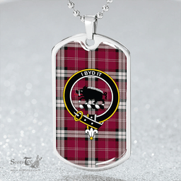 ScottishPlaid Nisbet Dress Rose (Nisbit Dress Rose) Modern Clan Tartan Dog Tag Necklace - Crest Classic Scottish Plaid Tartan Plaid
