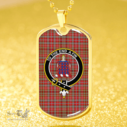 ScottishPlaid Ogilvie of Airlie Modern Clan Tartan Dog Tag Necklace - Crest Classic Scottish Plaid Tartan Plaid