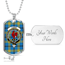 Scottish Laing Clan Tartan Dog Tag Necklace - Crest Classic Scottish Plaid Tartan Plaid