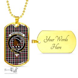 Scottish Borthwick Clan Tartan Dog Tag Necklace - Crest Classic Scottish Plaid Tartan Plaid