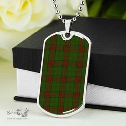 Scottish Maxwell Hunting Clan Tartan Dog Tag Necklace - Classic Scottish Plaid Tartan Plaid