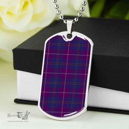 Scottish Pride of Glencoe Clan Tartan Dog Tag Necklace - Classic Scottish Plaid Tartan Plaid