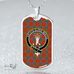 ScottishPlaid Robertson Ancient Clan Tartan Dog Tag Necklace - Crest Classic Scottish Plaid Tartan Plaid