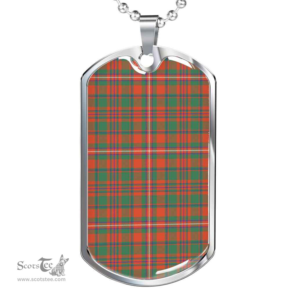 Scottish MacKinnon Ancient Clan Tartan Dog Tag Necklace - Classic Scottish Plaid Tartan Plaid