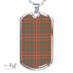 Scottish MacKinnon Ancient Clan Tartan Dog Tag Necklace - Classic Scottish Plaid Tartan Plaid