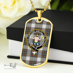ScottishPlaid Murray of Atholl Dress (Murray Dress) Weathered Clan Tartan Dog Tag Necklace - Crest Classic Scottish Plaid Tartan Plaid