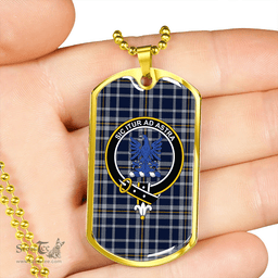 ScottishPlaid Ochterlony (Auchterlony) Modern Clan Tartan Dog Tag Necklace - Crest Classic Scottish Plaid Tartan Plaid