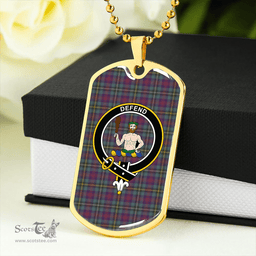 ScottishPlaid Wood Weathered Clan Tartan Dog Tag Necklace - Crest Classic Scottish Plaid Tartan Plaid