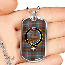 ScottishPlaid Scott Brown Hunting Weathered Clan Tartan Dog Tag Necklace - Crest Classic Scottish Plaid Tartan Plaid