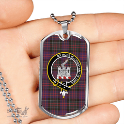 ScottishPlaid MacDonald of Clanranald #2 (MacDonald of Clanranald; #2) Weathered Clan Tartan Dog Tag Necklace - Crest Classic Scottish Plaid Tartan Plaid