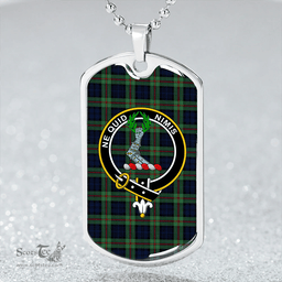 ScottishPlaid MacKinlay #2 Modern Clan Tartan Dog Tag Necklace - Crest Classic Scottish Plaid Tartan Plaid