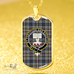 ScottishPlaid Reid (Mill City) Weathered Clan Tartan Dog Tag Necklace - Crest Classic Scottish Plaid Tartan Plaid