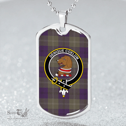 ScottishPlaid Melville #2 Weathered Clan Tartan Dog Tag Necklace - Crest Classic Scottish Plaid Tartan Plaid