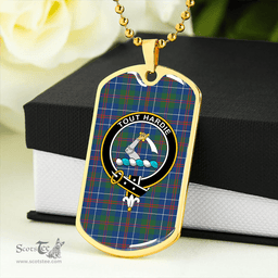 ScottishPlaid MacHardy Modern Clan Tartan Dog Tag Necklace - Crest Classic Scottish Plaid Tartan Plaid