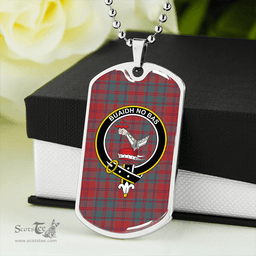 ScottishPlaid MacDougall (Clans Originaux) Weathered Clan Tartan Dog Tag Necklace - Crest Classic Scottish Plaid Tartan Plaid