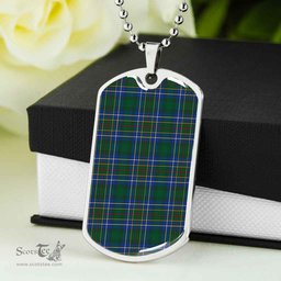 Scottish Cockburn Ancient Clan Tartan Dog Tag Necklace - Classic Scottish Plaid Tartan Plaid