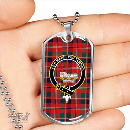 ScottishPlaid MacDonald of Glenaladale #2 (Donald Glenfinnan) Modern Clan Tartan Dog Tag Necklace - Crest Classic Scottish Plaid Tartan Plaid