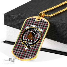 Scottish Borthwick Clan Tartan Dog Tag Necklace - Crest Classic Scottish Plaid Tartan Plaid