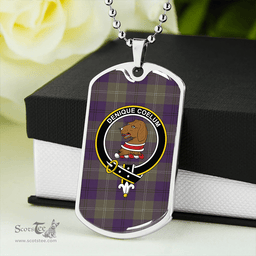 ScottishPlaid Melville #2 Weathered Clan Tartan Dog Tag Necklace - Crest Classic Scottish Plaid Tartan Plaid
