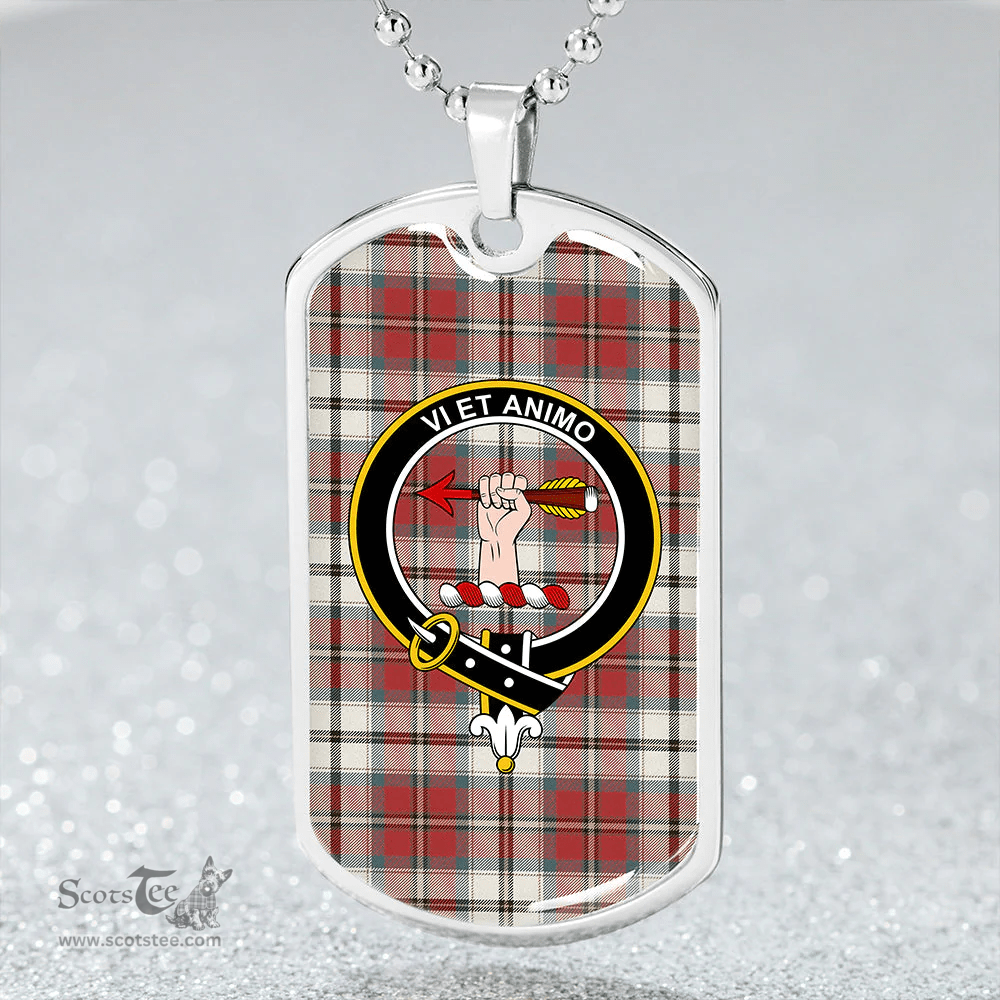 ScottishPlaid MacCulloch 1746 Dress Weathered Clan Tartan Dog Tag Necklace - Crest Classic Scottish Plaid Tartan Plaid
