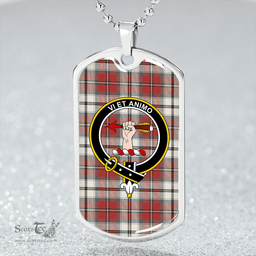 ScottishPlaid MacCulloch 1746 Dress Weathered Clan Tartan Dog Tag Necklace - Crest Classic Scottish Plaid Tartan Plaid