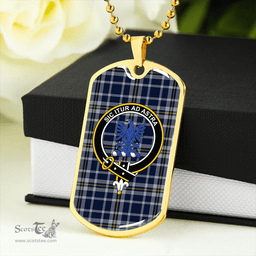 ScottishPlaid Ochterlony (Auchterlony) Modern Clan Tartan Dog Tag Necklace - Crest Classic Scottish Plaid Tartan Plaid