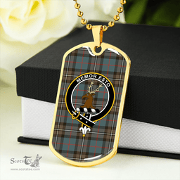 ScottishPlaid MacPhail Hunting Weathered Clan Tartan Dog Tag Necklace - Crest Classic Scottish Plaid Tartan Plaid
