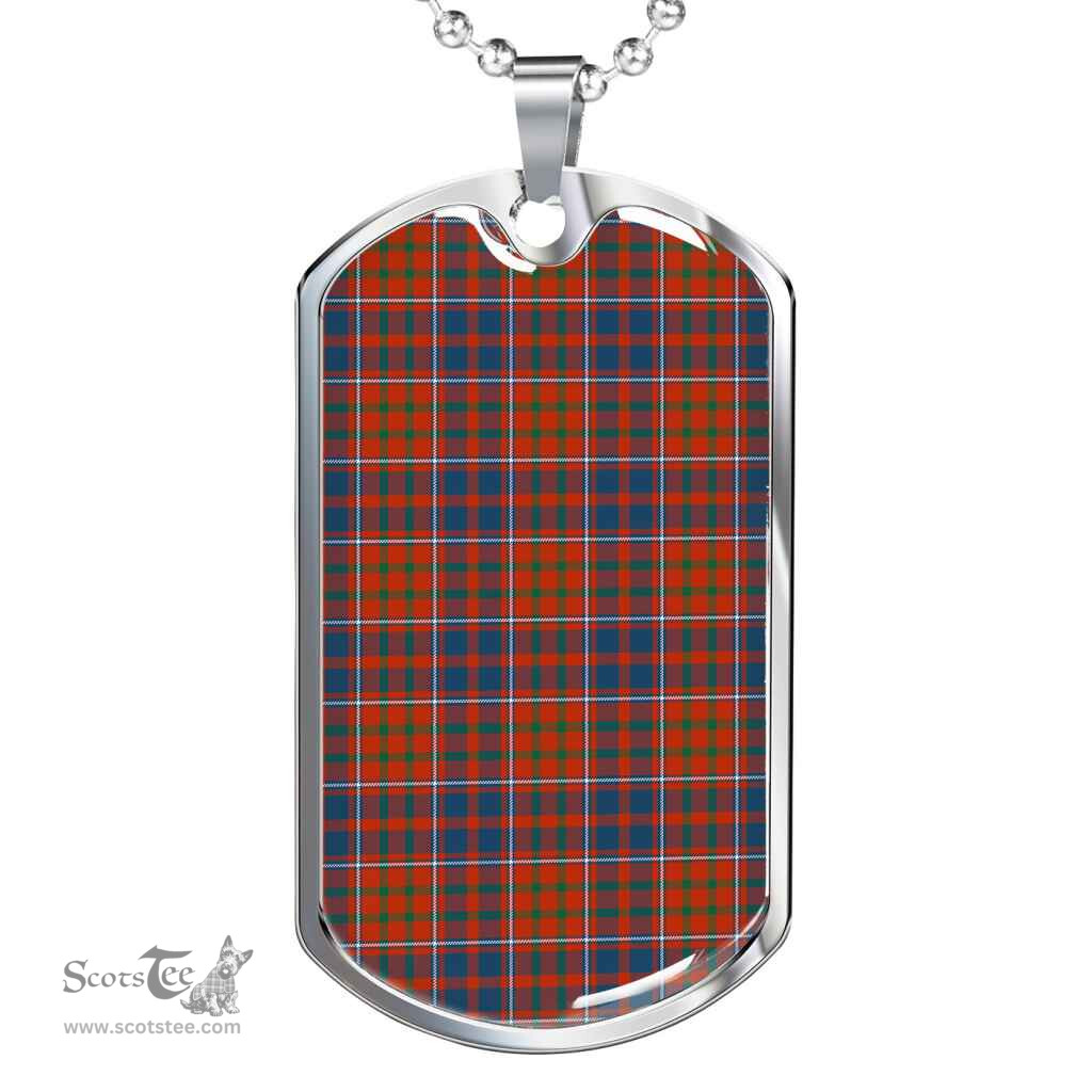 Scottish Cameron of Lochiel Ancient Clan Tartan Dog Tag Necklace - Classic Scottish Plaid Tartan Plaid