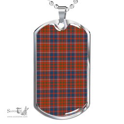 Scottish Cameron of Lochiel Ancient Clan Tartan Dog Tag Necklace - Classic Scottish Plaid Tartan Plaid