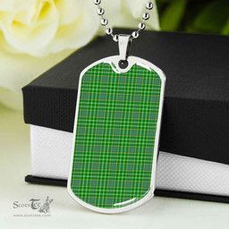 Scottish Currie Clan Tartan Dog Tag Necklace - Classic Scottish Plaid Tartan Plaid