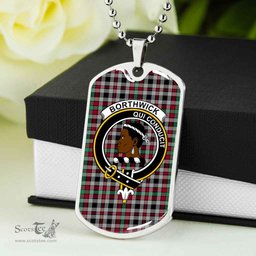 Scottish Borthwick Clan Tartan Dog Tag Necklace - Crest Classic Scottish Plaid Tartan Plaid