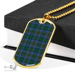 Scottish Cockburn Ancient Clan Tartan Dog Tag Necklace - Classic Scottish Plaid Tartan Plaid