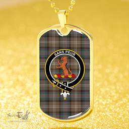 ScottishPlaid Sutherland Weathered Clan Tartan Dog Tag Necklace - Crest Classic Scottish Plaid Tartan Plaid