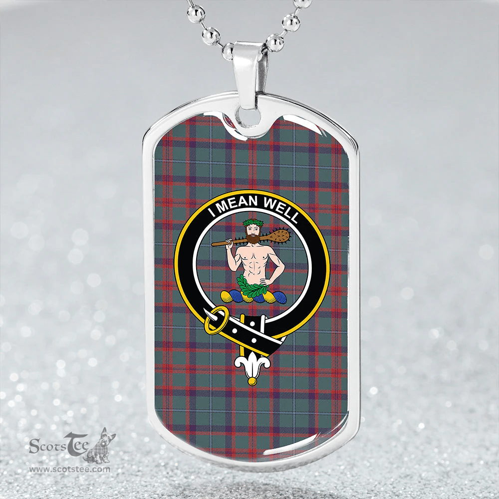 ScottishPlaid Shaw of Tordarroch Hunting Weathered Clan Tartan Dog Tag Necklace - Crest Classic Scottish Plaid Tartan Plaid