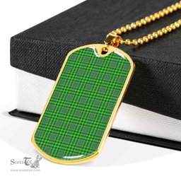 Scottish Currie Clan Tartan Dog Tag Necklace - Classic Scottish Plaid Tartan Plaid